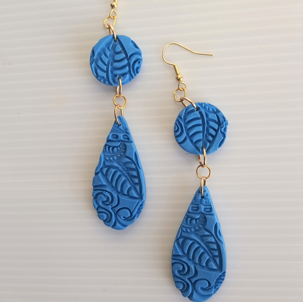 Polymer Clay Lear Embrossed Earrings